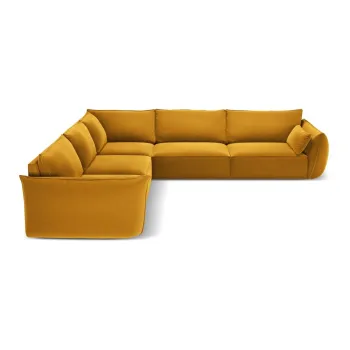 Coltar galben mustar cu tapiterie din catifea Vanda - Mazzini Sofas imagine