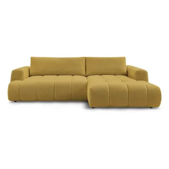 Coltar galben mustar extensibil/cu spatiu de depozitare (cu colt pe partea stanga/cu sezlong) Fuji - Bobochic Paris imagine