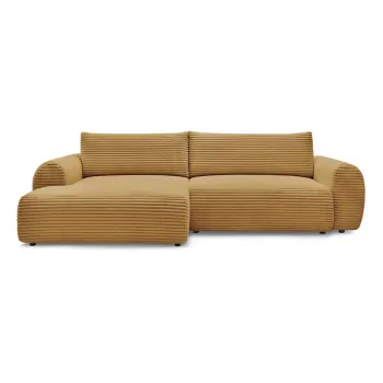 Coltar galben mustar extensibil cu tapiterie din catifea reiata (cu colt pe partea dreapta) Lucien - Bobochic Paris imagine