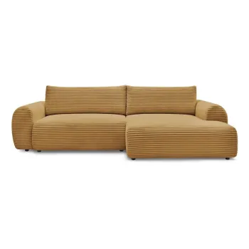 Coltar galben mustar extensibil cu tapiterie din catifea reiata (cu colt pe partea stanga ) Lucien - Bobochic Paris imagine