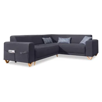 Coltar gri antracit extensibil/cu spatiu de depozitare (cu colt pe partea stanga/in forma de 