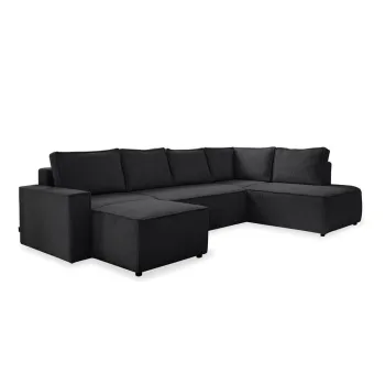 Coltar gri antracit extensibil cu tapiterie din catifea reiata (cu colt pe partea stanga /in forma de 