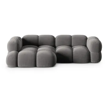 Coltar gri cu tapiterie din catifea (cu colt pe partea dreapta/cu sezlong) Loretto - Cosmopolitan Design imagine