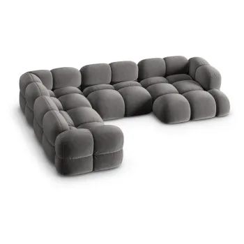 Coltar gri cu tapiterie din catifea (cu colt pe partea dreapta/in forma de 