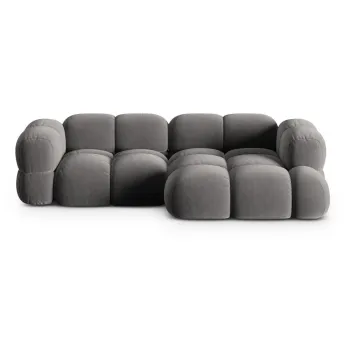 Coltar gri cu tapiterie din catifea (cu colt pe partea stanga/cu sezlong) Loretto - Cosmopolitan Design imagine