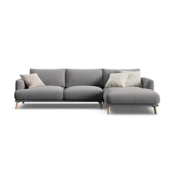 Coltar gri cu tapiterie din catifea (cu colt pe partea stanga/cu sezlong) Naomi - Micadoni imagine