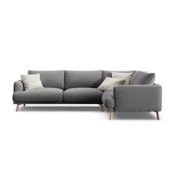 Coltar gri cu tapiterie din catifea (cu colt pe partea stanga/in forma de 