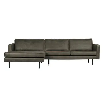 Coltar gri cu tapiterie din imitatie de piele (cu colt pe partea dreapta/cu sezlong) Rodeo - WOOOD imagine
