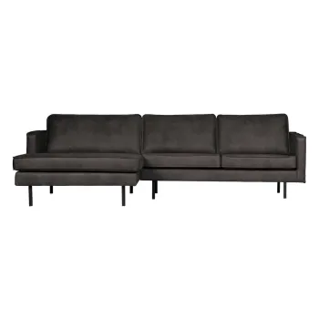 Coltar gri cu tapiterie din imitatie de piele (cu colt pe partea dreapta/cu sezlong) Rodeo - WOOOD imagine