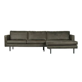 Coltar gri cu tapiterie din imitatie de piele (cu colt pe partea stanga/cu sezlong) Rodeo - WOOOD imagine