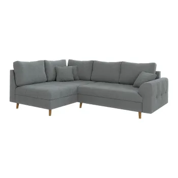 Coltar gri cu tapiterie din tesatura boucle (cu colt pe partea dreapta/in forma de 