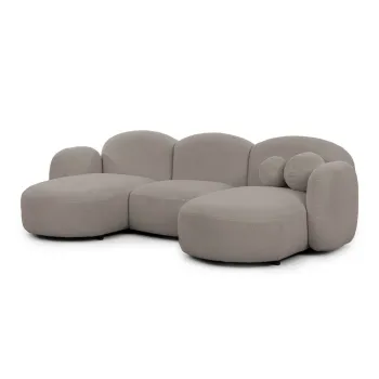 Coltar gri cu tapiterie din tesatura boucle (in forma de 