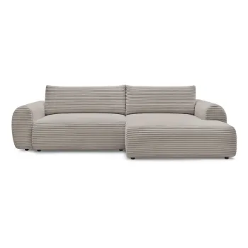 Coltar gri deschis/bej extensibil cu tapiterie din catifea reiata (cu colt pe partea stanga ) Lucien - Bobochic Paris imagine