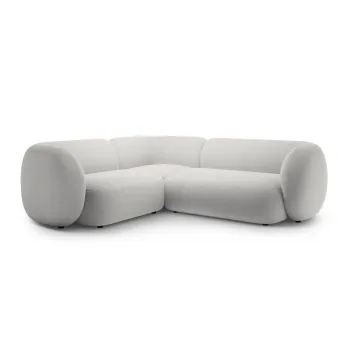 Coltar gri deschis cu tapiterie din catifea (cu colt pe partea dreapta/in forma de 