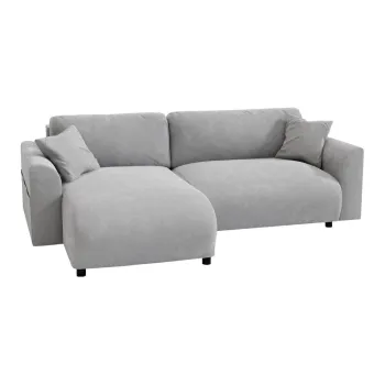 Coltar gri deschis cu tapiterie din catifea (cu colt variabil) Lorine - Ropez imagine