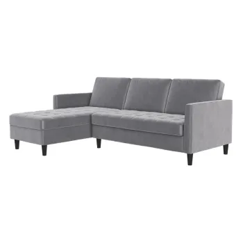 Coltar gri deschis cu tapiterie din catifea Presley - Storaa imagine