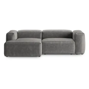 Coltar gri deschis cu tapiterie din catifea reiata (cu colt pe partea dreapta/cu sezlong) Bergano - Cosmopolitan Design imagine