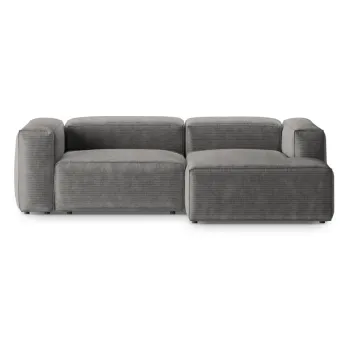 Coltar gri deschis cu tapiterie din catifea reiata (cu colt pe partea stanga/cu sezlong) Bergano - Cosmopolitan Design imagine