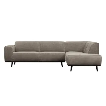 Coltar gri deschis cu tapiterie din catifea reiata (cu colt pe partea stanga/in forma de 