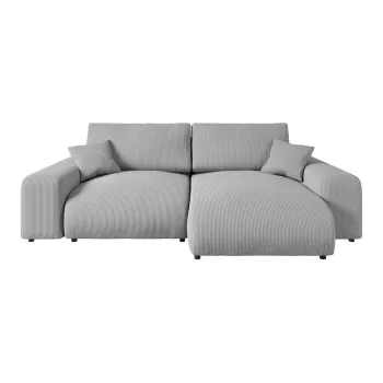 Coltar gri deschis cu tapiterie din catifea reiata (cu colt variabil) Justin - Ropez imagine