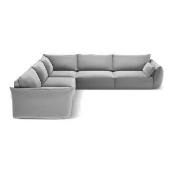 Coltar gri deschis cu tapiterie din catifea Vanda - Mazzini Sofas imagine