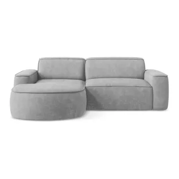 Coltar gri deschis cu tapiterie din chenille (cu colt pe partea dreapta/cu sezlong) Omao - Makamii imagine