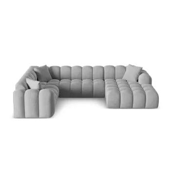 Coltar gri deschis cu tapiterie din chenille (cu colt pe partea dreapta/in forma de 