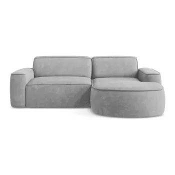 Coltar gri deschis cu tapiterie din chenille (cu colt pe partea stanga/cu sezlong) Omao - Makamii imagine