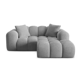 Coltar gri deschis cu tapiterie din chenille (cu colt pe partea stanga/cu sezlong) Treno - Cosmopolitan Design imagine