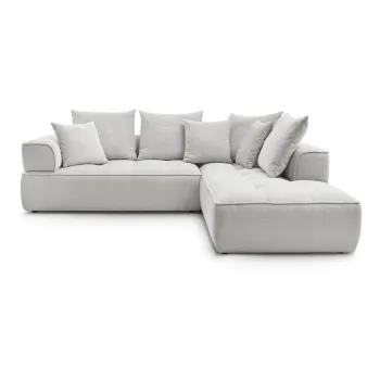 Coltar gri deschis cu tapiterie din chenille (cu colt pe partea stanga/in forma de 