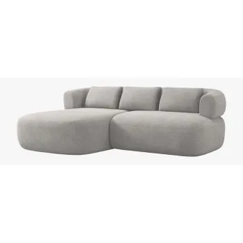 Coltar gri deschis cu tapiterie din tesatura boucle (cu colt pe partea dreapta/cu sezlong) Jenny - Micadoni imagine