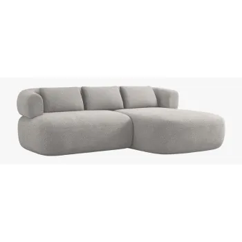 Coltar gri deschis cu tapiterie din tesatura boucle (cu colt pe partea stanga/cu sezlong) Jenny - Micadoni imagine