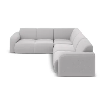 Coltar gri deschis cu tapiterie din tesatura boucle (cu colt variabil/in forma de 