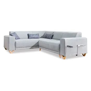 Coltar gri deschis extensibil/cu spatiu de depozitare (cu colt pe partea dreapta/in forma de 