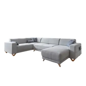 Coltar gri deschis extensibil/cu spatiu de depozitare (cu colt pe partea dreapta/in forma de 