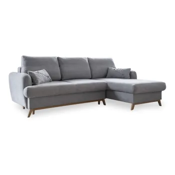 Coltar gri deschis extensibil/cu spatiu de depozitare (cu colt pe partea stanga/cu sezlong) Scandic Lagom - Miuform imagine