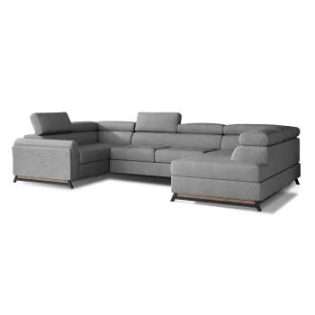 Coltar gri deschis extensibil/cu spatiu de depozitare (cu colt pe partea stanga/in forma de 