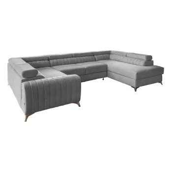 Coltar gri deschis extensibil/cu spatiu de depozitare (cu colt pe partea stanga/in forma de 