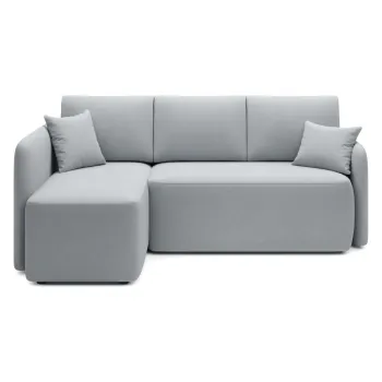 Coltar gri deschis extensibil/cu spatiu de depozitare cu tapiterie din catifea (cu colt pe partea dreapta/cu sezlong) Hadson - ELTAP imagine