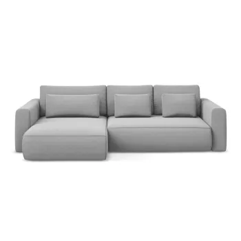 Coltar gri deschis extensibil/cu spatiu de depozitare cu tapiterie din catifea (cu colt pe partea dreapta/cu sezlong) Kapua - Makamii imagine