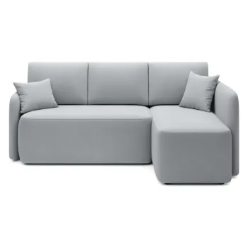 Coltar gri deschis extensibil/cu spatiu de depozitare cu tapiterie din catifea (cu colt pe partea stanga/cu sezlong) Hadson - ELTAP imagine