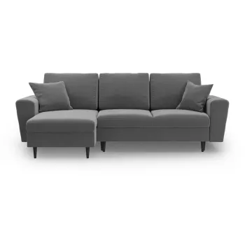 Coltar gri deschis extensibil, cu spatiu de depozitare cu tapiterie din catifea Kyoto - Cosmopolitan Design imagine