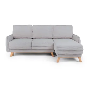 Coltar gri deschis extensibil/cu spatiu de depozitare cu tapiterie din catifea reiata Tori - Bonami Selection imagine