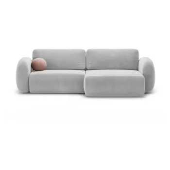 Coltar gri deschis extensibil/cu spatiu de depozitare cu tapiterie din catifea Tonale - Cosmopolitan Design imagine