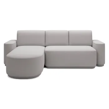 Coltar gri deschis extensibil/cu spatiu de depozitare cu tapiterie din chenille (cu colt pe partea dreapta/cu sezlong) Aurumm - ELTAP imagine