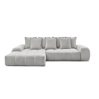 Coltar gri deschis extensibil/cu spatiu de depozitare cu tapiterie din chenille (cu colt pe partea dreapta/cu sezlong) Everest - Bobochic Paris imagine