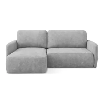 Coltar gri deschis extensibil/cu spatiu de depozitare cu tapiterie din chenille (cu colt pe partea dreapta/cu sezlong) Lilo - Makamii imagine