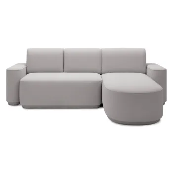 Coltar gri deschis extensibil/cu spatiu de depozitare cu tapiterie din chenille (cu colt pe partea stanga/cu sezlong) Aurumm - ELTAP imagine