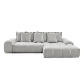 Coltar gri deschis extensibil/cu spatiu de depozitare cu tapiterie din chenille (cu colt pe partea stanga/cu sezlong) Everest - Bobochic Paris imagine