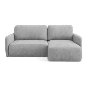 Coltar gri deschis extensibil/cu spatiu de depozitare cu tapiterie din chenille (cu colt pe partea stanga/cu sezlong) Lilo - Makamii imagine